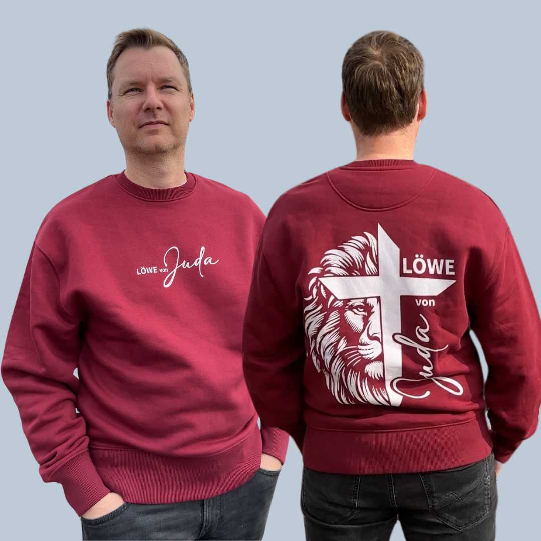 Löwe von Juda - Kreuz - doppelseitiger Druck - Organic Oversize Sweatshirt
