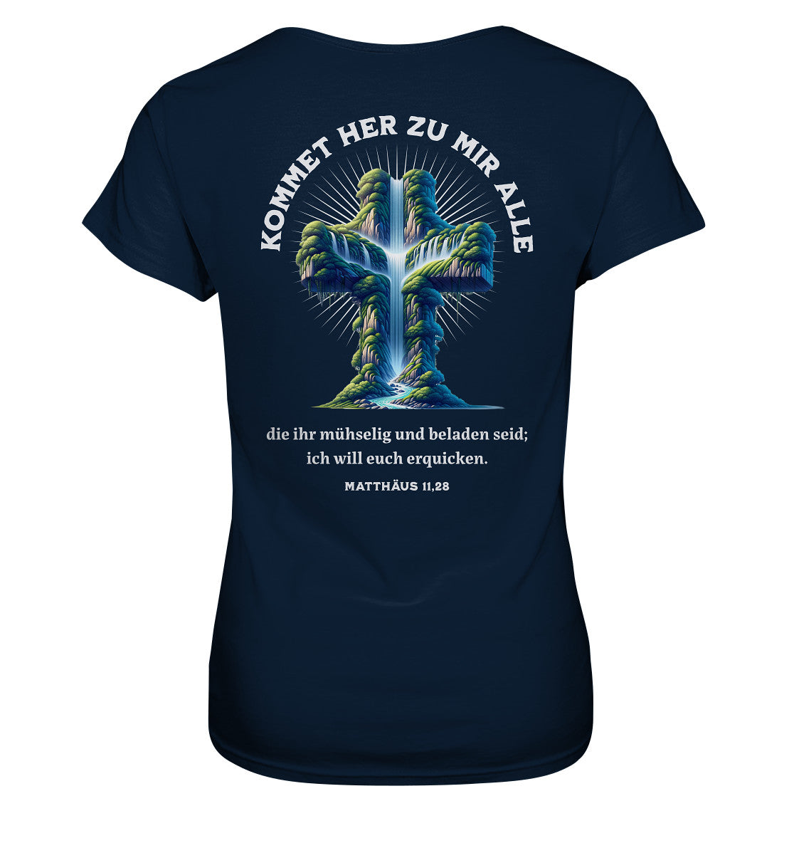 Mt 11,28 - Kommet her - Rückenprint - Ladies Premium Shirt
