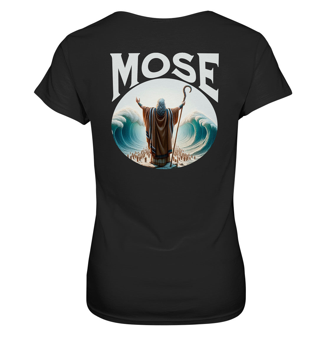 2.Mo 14,21-22 - Mose teilt das Meer - Rückenprint - Ladies Premium Shirt