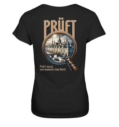 1. Thess 5,21 - Prüft alles - Rückenprint - Ladies Premium Shirt