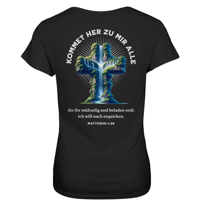 Mt 11,28 - Kommet her - Rückenprint - Ladies Premium Shirt