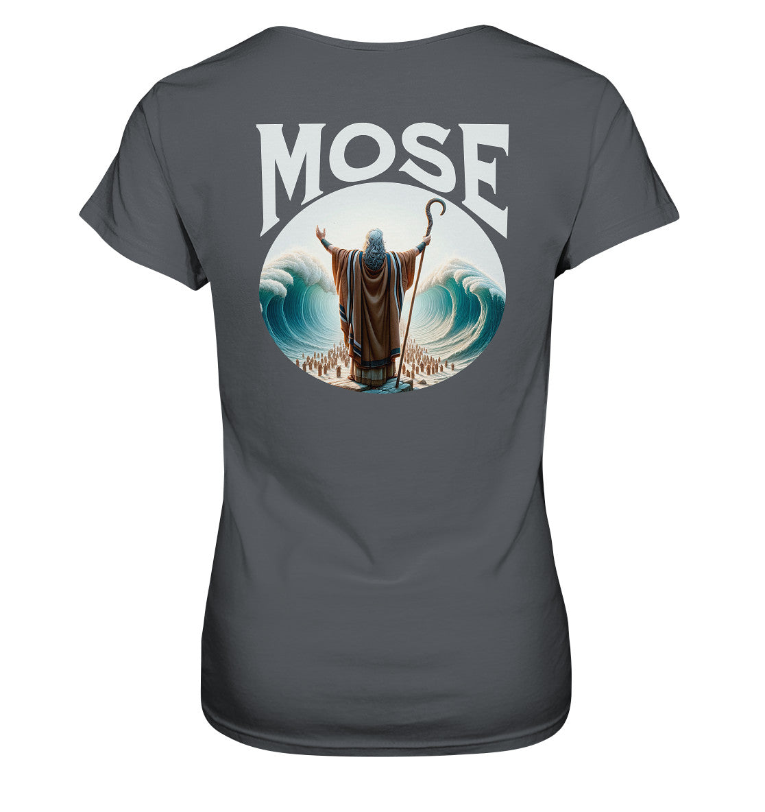 2.Mo 14,21-22 - Mose teilt das Meer - Rückenprint - Ladies Premium Shirt