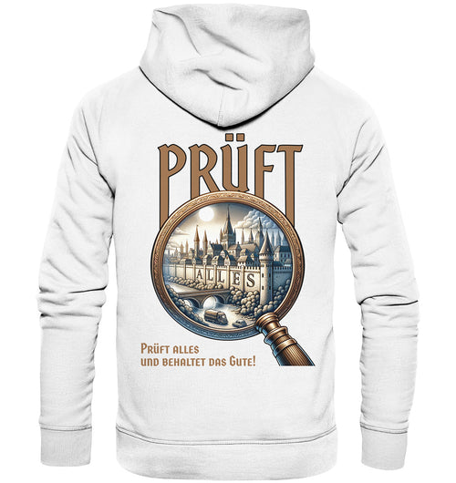 1.Thess 5,21 - Prüft Alles - Rückenprint - Superflausch-Hoodie