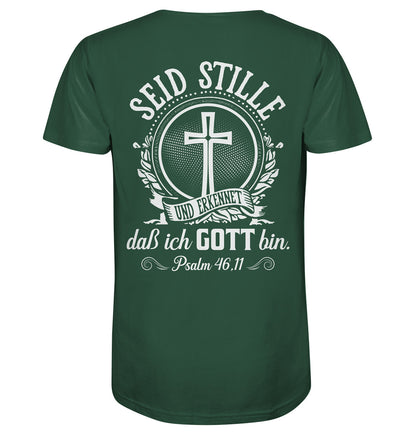 Ps 46,11 - Seid stille - Rückenprint - Organic Shirt