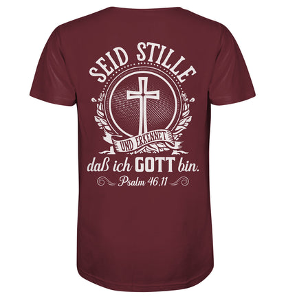 Ps 46,11 - Seid stille - Rückenprint - Organic Shirt