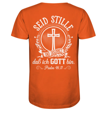 Ps 46,11 - Seid stille - Rückenprint - Organic Shirt