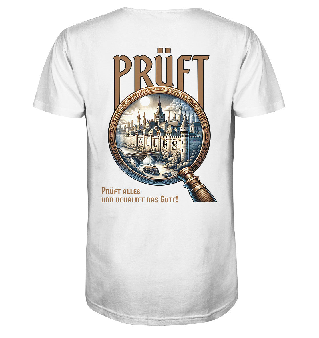 1. Thess 5,21 - Prüft alles - Rückenprint - Organic Shirt