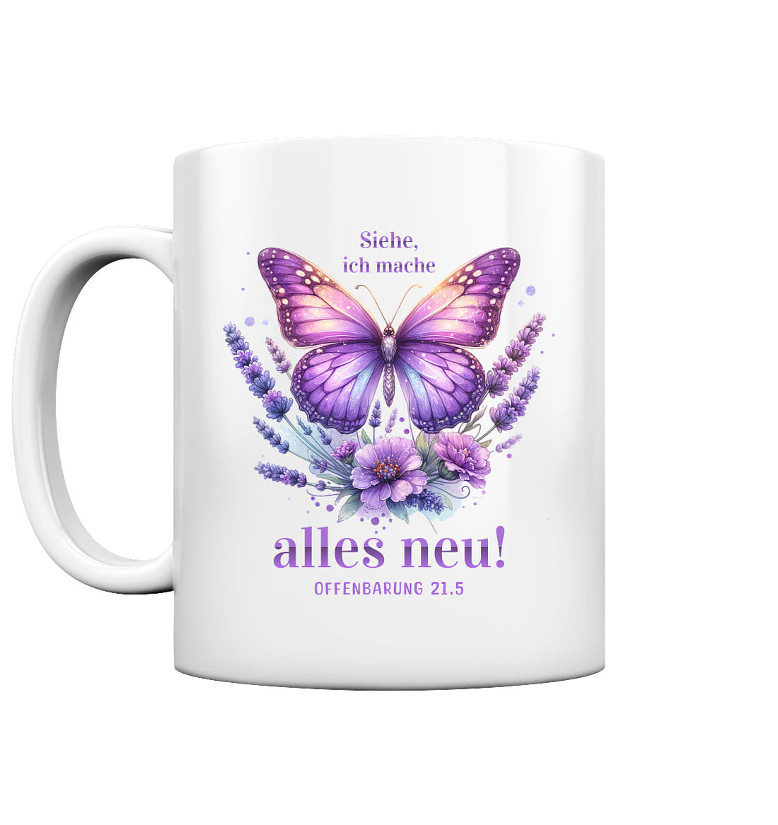 Offb 21,5 - alles neu - Schmetterling - Tasse glossy