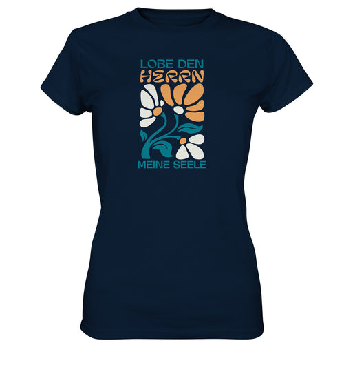 Ps 103,1 - Version 4 - Retro Flowers - Brustprint - Ladies Premium Shirt