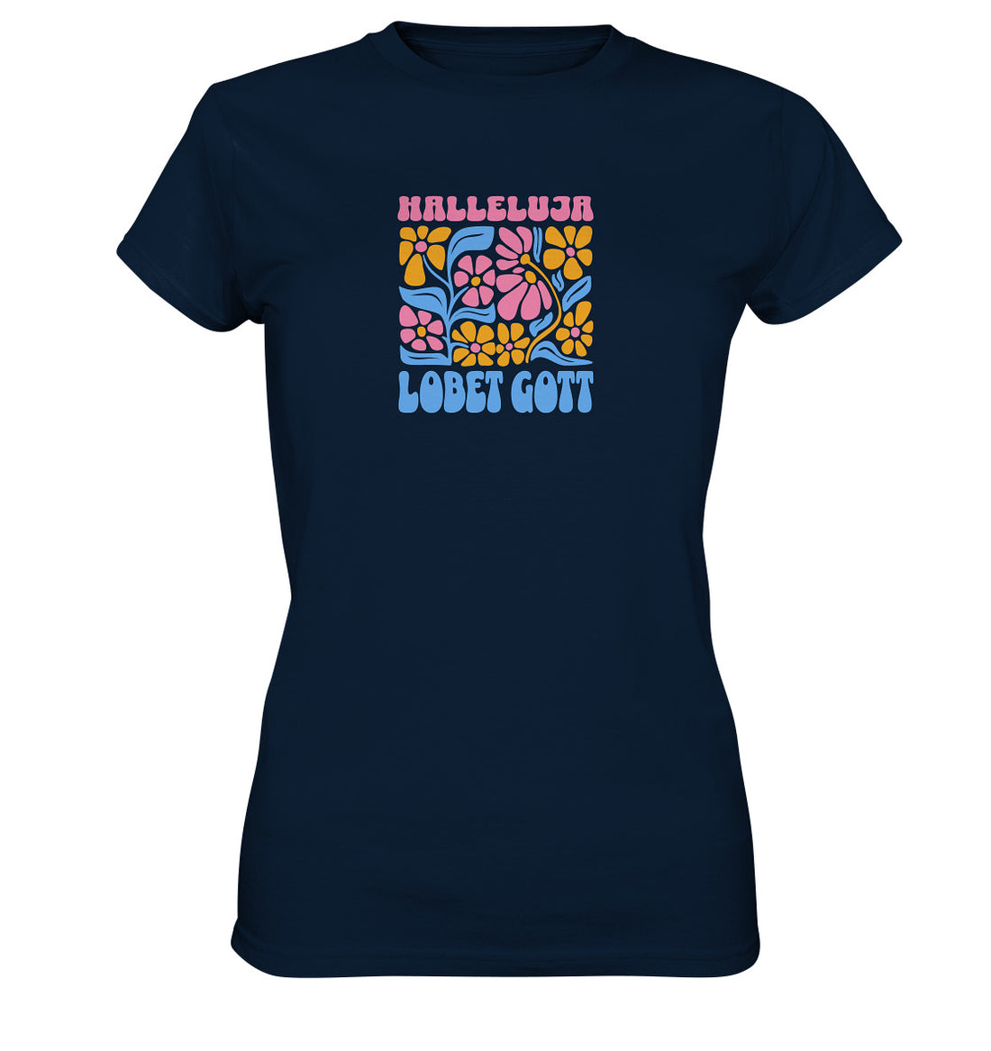 Ps 150,1 - Version 2 - Retro Flowers - Brustprint - Ladies Premium Shirt