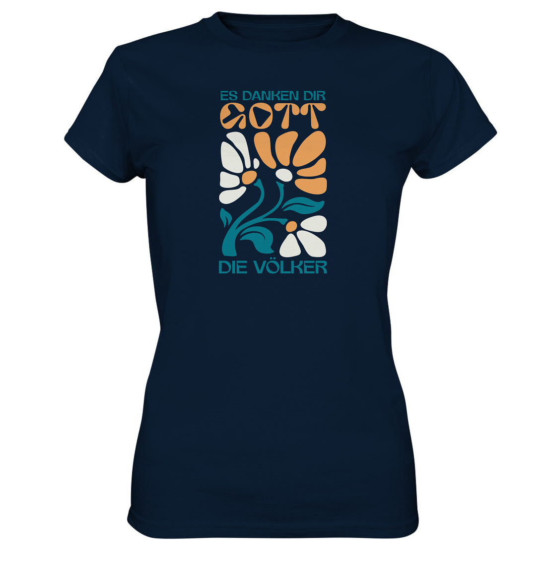 Ps 67,4 - Retro Flowers - Brustprint - Ladies Premium Shirt