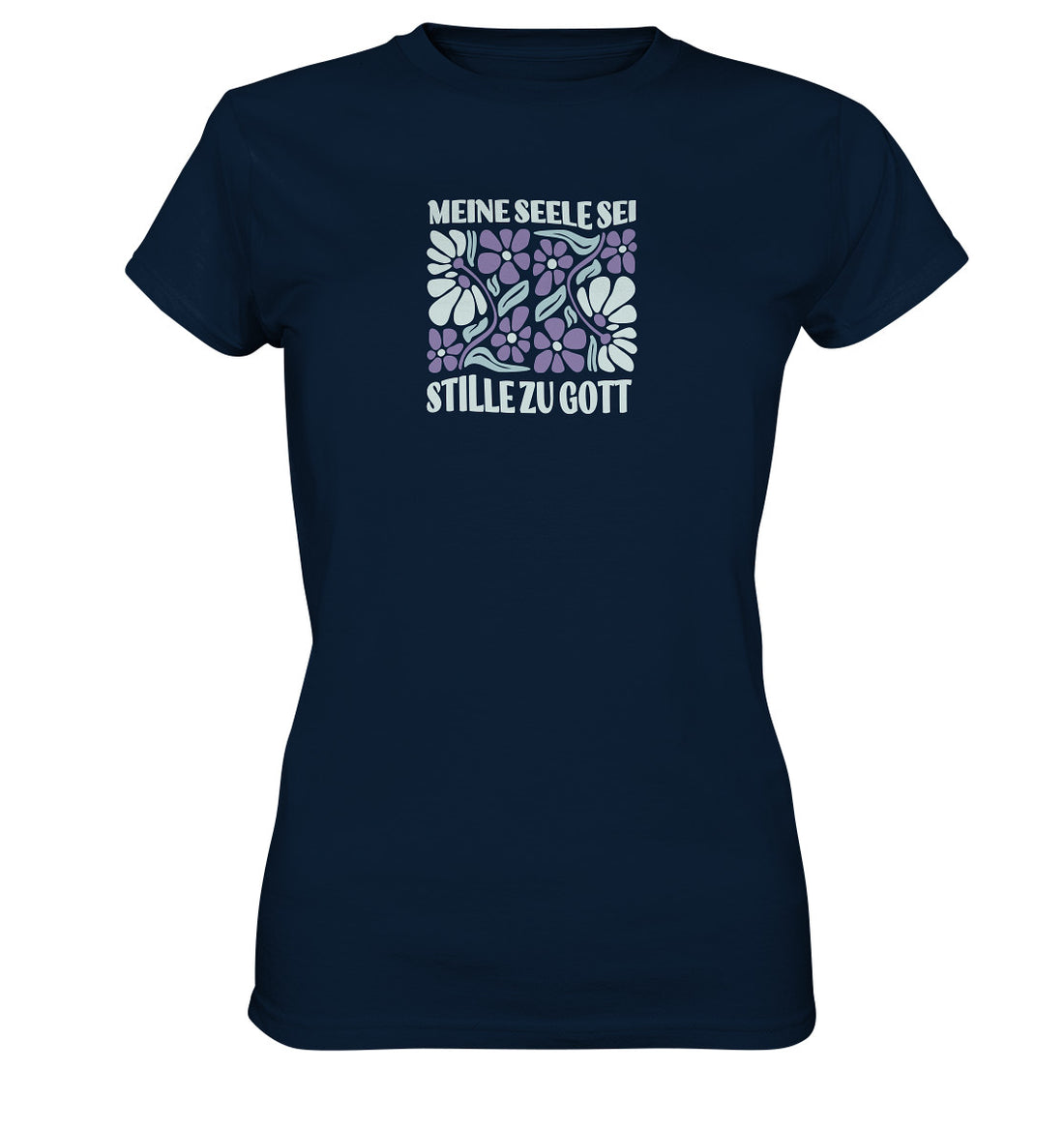 Ps 62,2 - Retro Flowers - Brustprint - Ladies Premium Shirt
