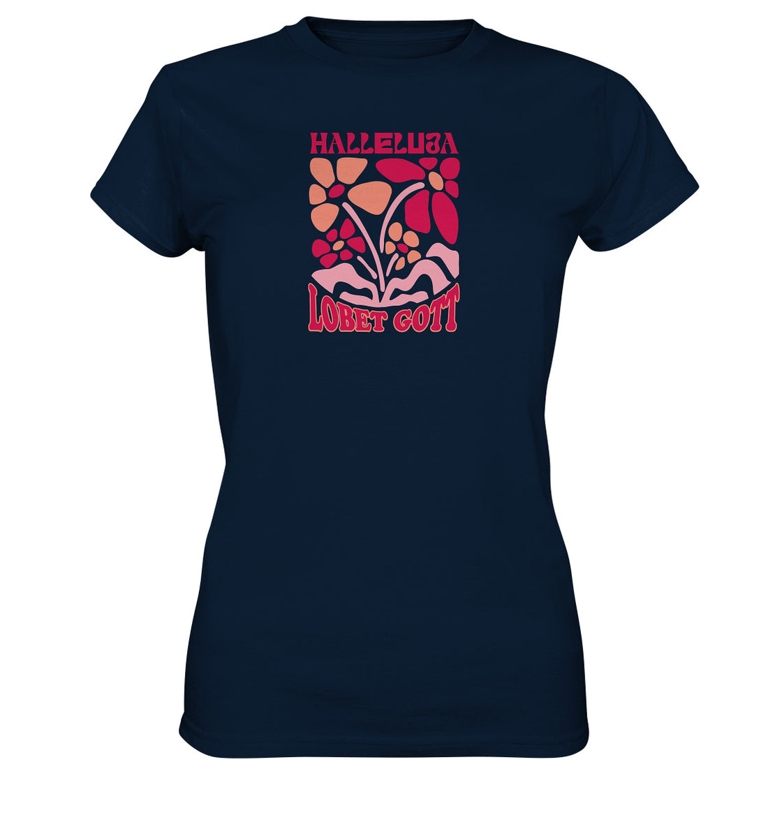 Ps 150,1 - Version 1 - Retro Flowers - Brustprint - Ladies Premium Shirt