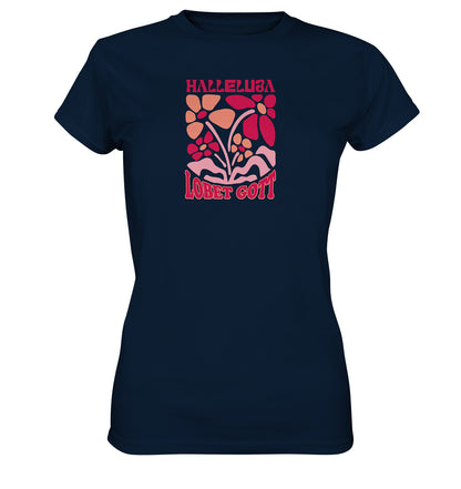 Ps 150,1 - Version 1 - Retro Flowers - Brustprint - Ladies Premium Shirt