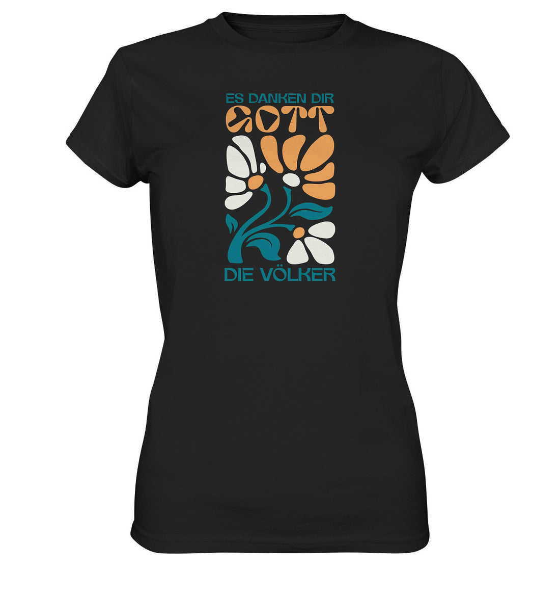 Ps 67,4 - Retro Flowers - Brustprint - Ladies Premium Shirt