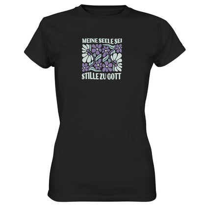 Ps 62,2 - Retro Flowers - Brustprint - Ladies Premium Shirt