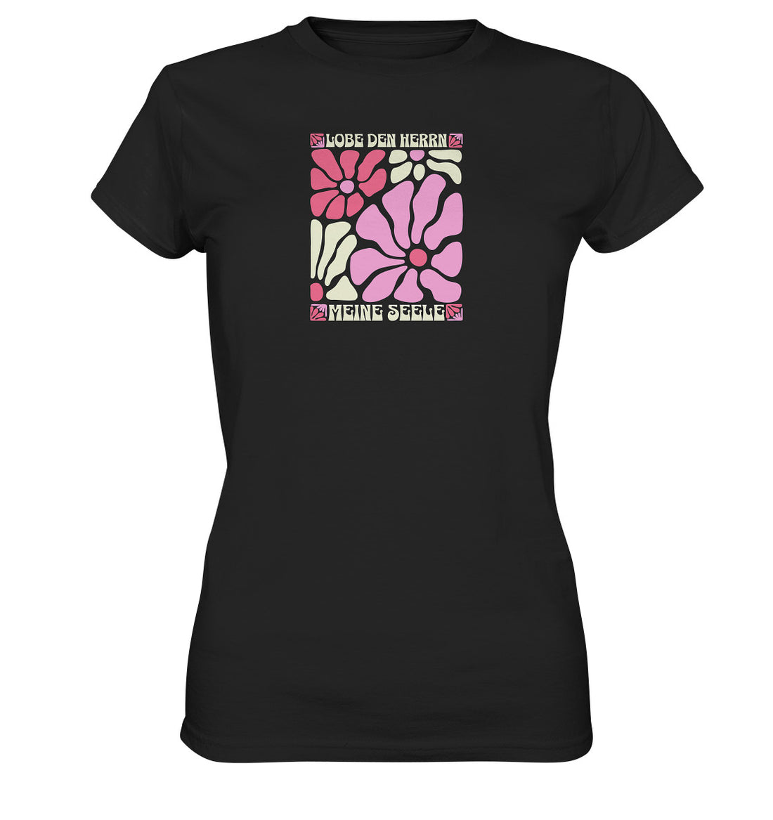 Ps 103,1 - Version 2 - Retro Flowers - Brustprint - Ladies Premium Shirt