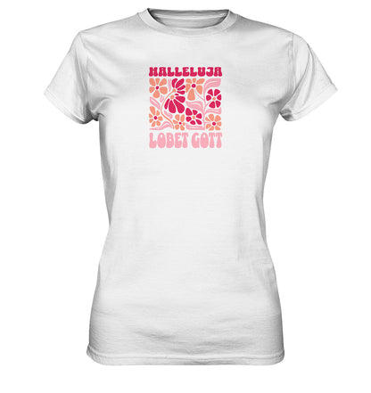 Ps 150,1 - Version 3 - Retro Flowers - Brustprint - Ladies Premium Shirt