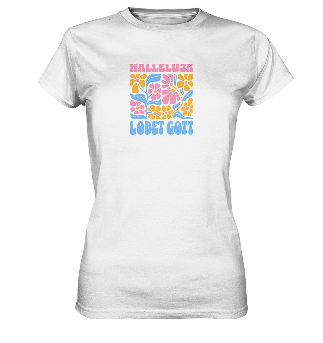 Ps 150,1 - Version 2 - Retro Flowers - Brustprint - Ladies Premium Shirt