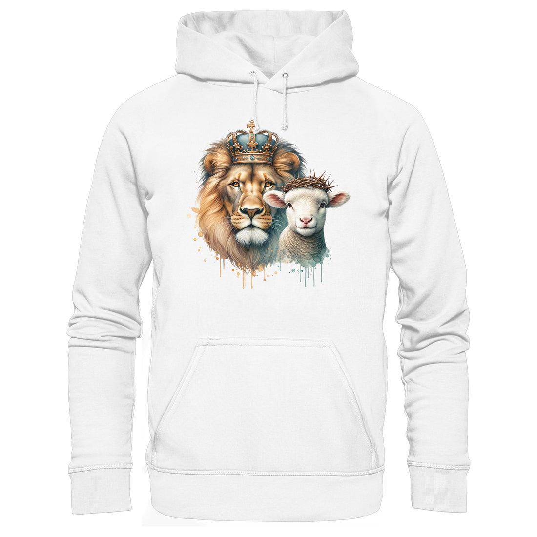 1.Petr 1,19 / Offb 5,5 - Löwe &amp; Lamm - FP - Bio-Superflausch-Hoodie