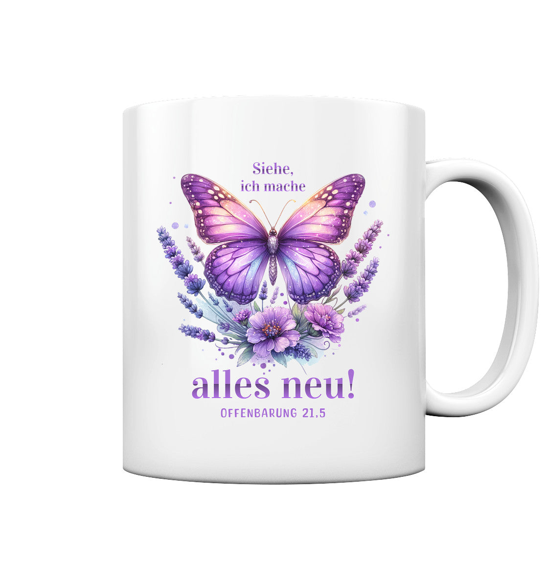 Offb 21,5 - alles neu - Schmetterling - Tasse glossy
